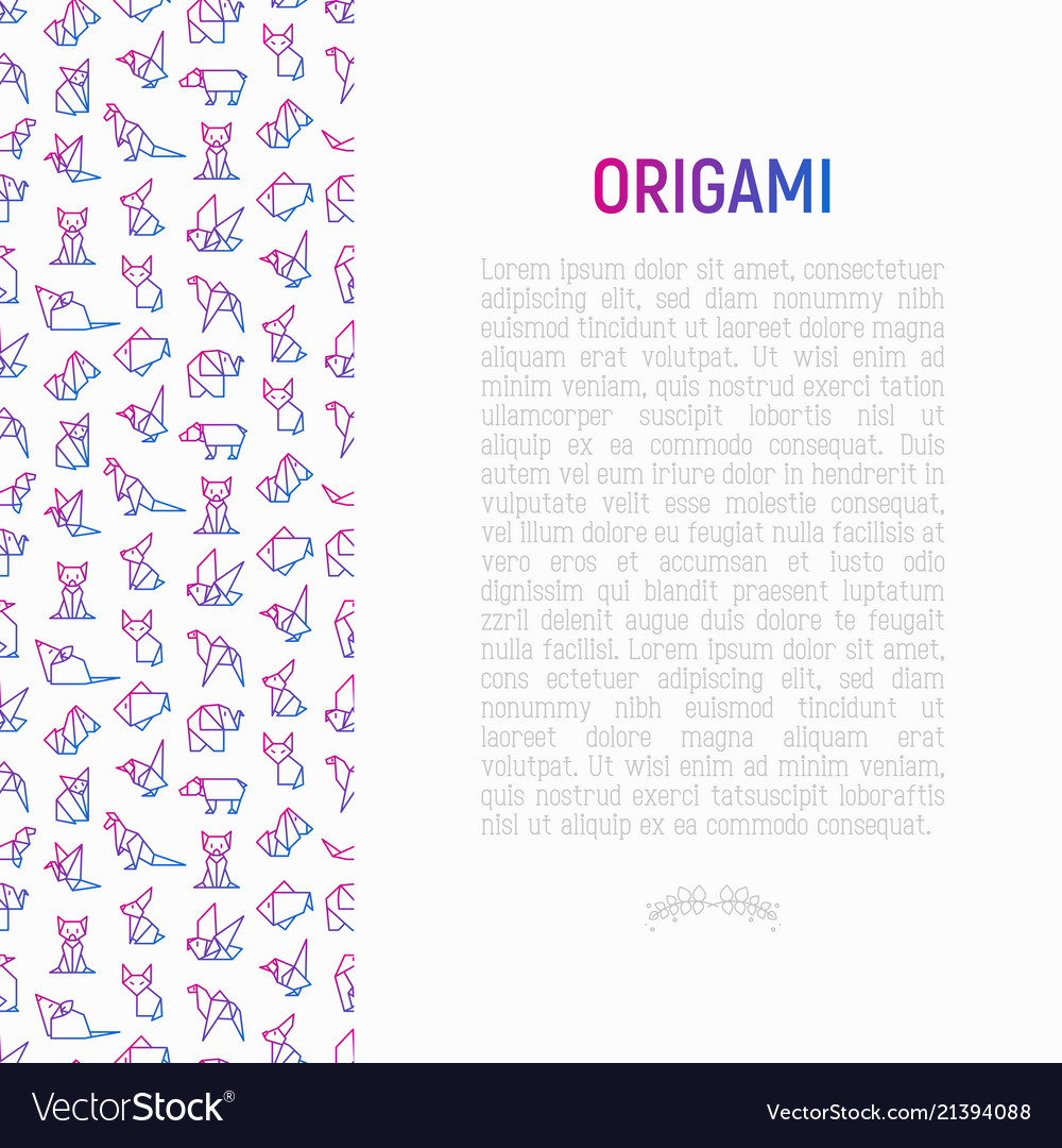 Origami concept with thin line icons