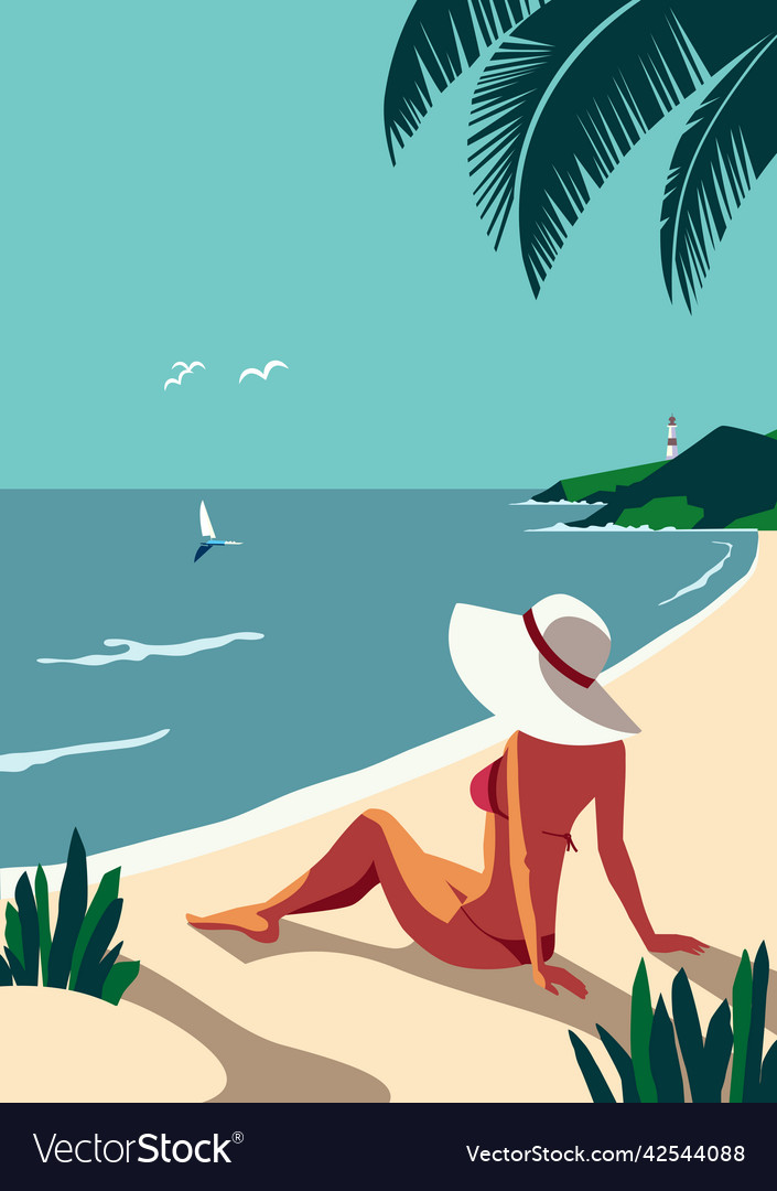 Relax on tropical seaside sand beach poster