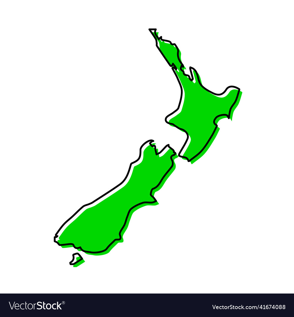 Simple outline map of new zealand stylized line Vector Image