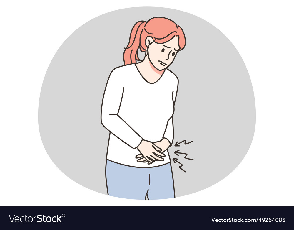 Unhealthy woman suffer from periods pain during Vector Image