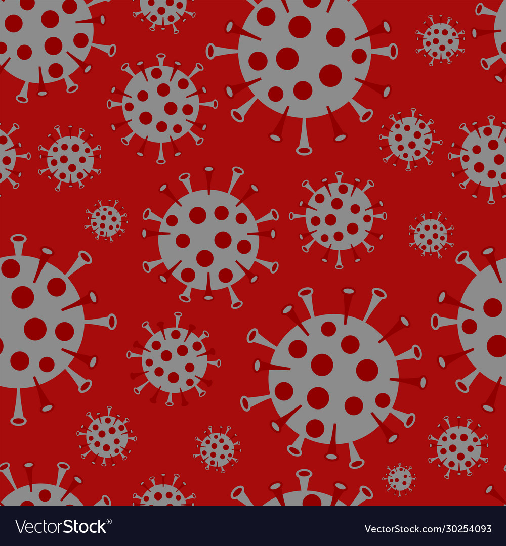 Coronavirus covid19-19 seamless pattern on red