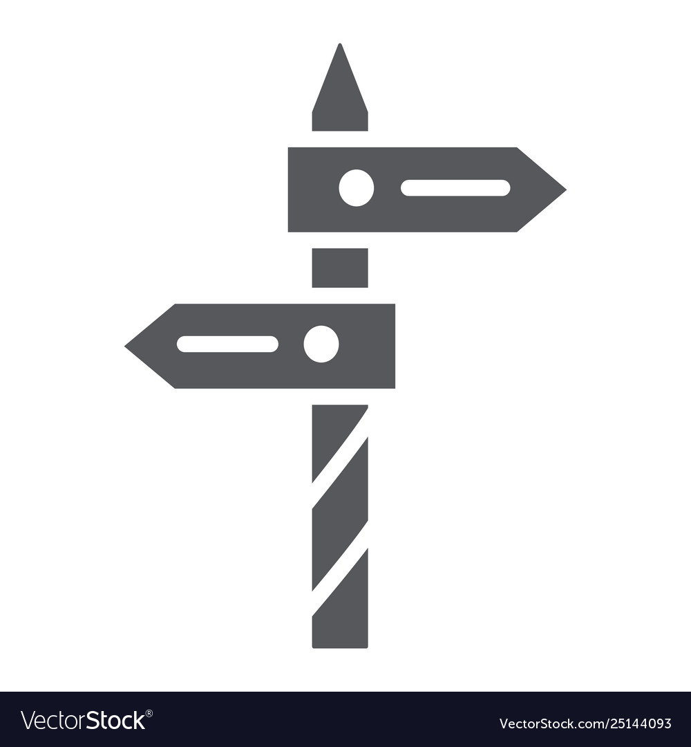 Direction glyph icon way and guidepost signpost Vector Image