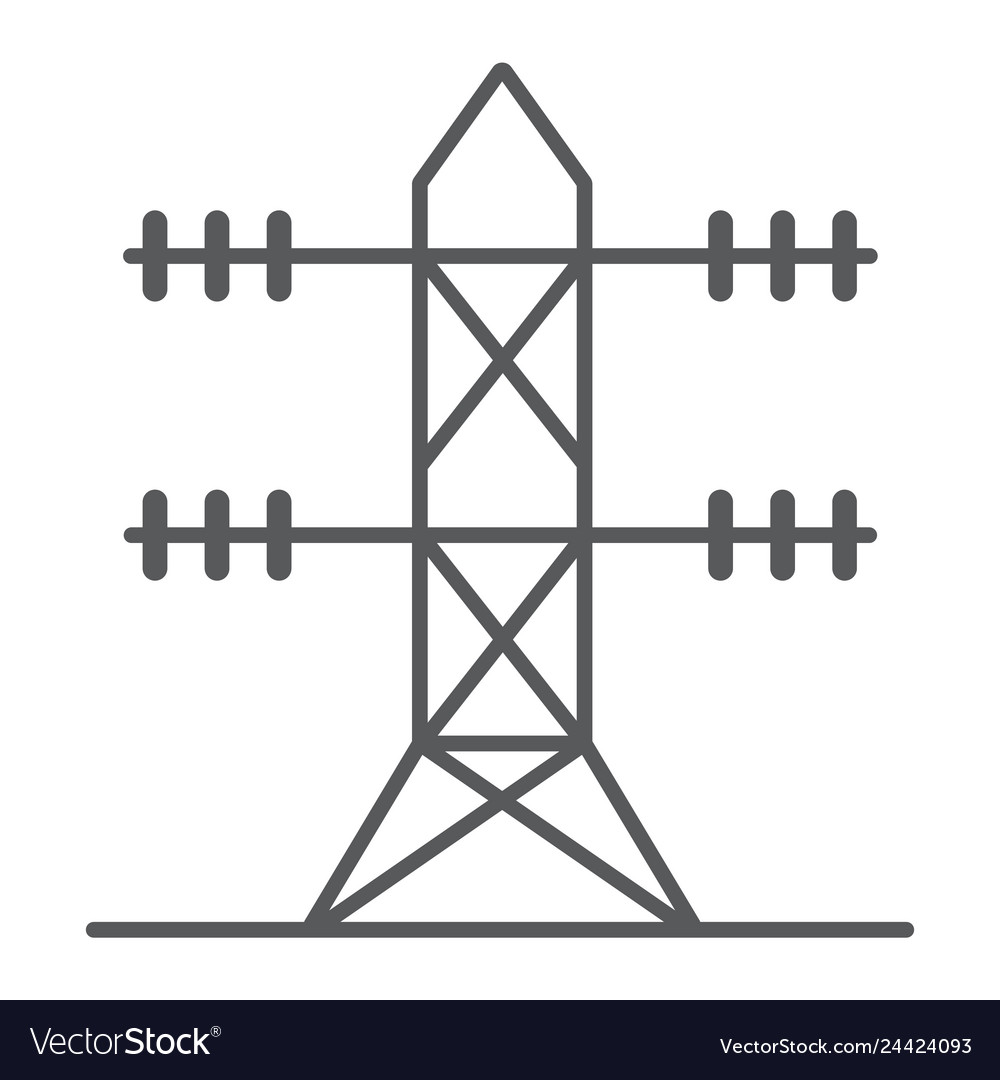 High voltage line thin icon energy Royalty Free Vector Image