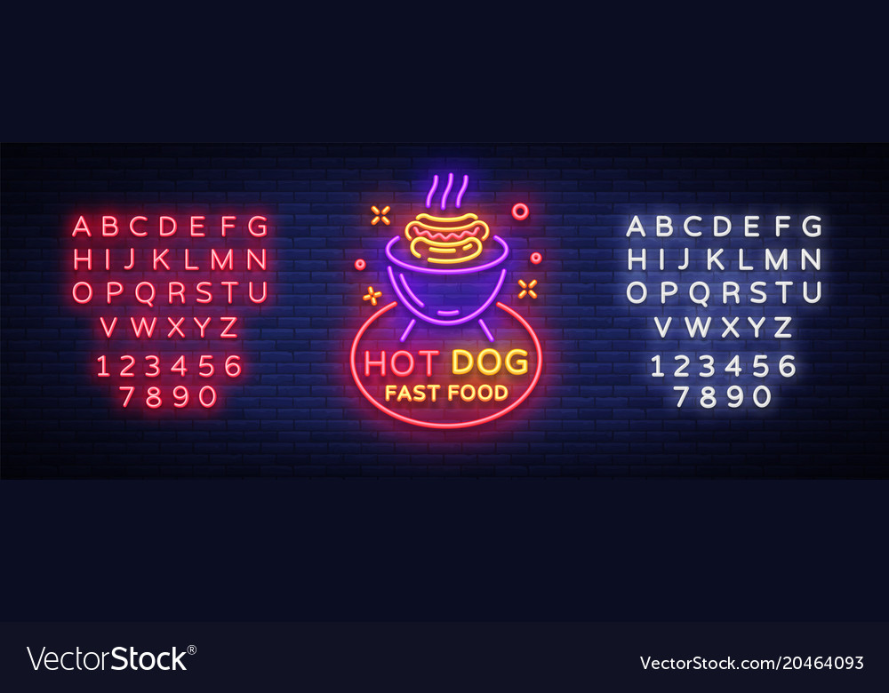 Hot Dog Neon Schild Logo Stil