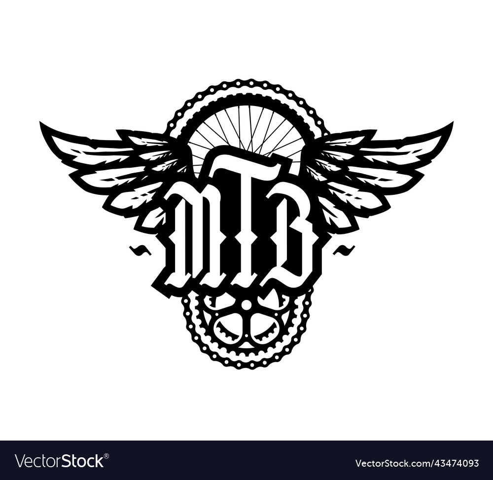 Mtb Abbreviation And Wings Mountain Bike Logo Vector Image