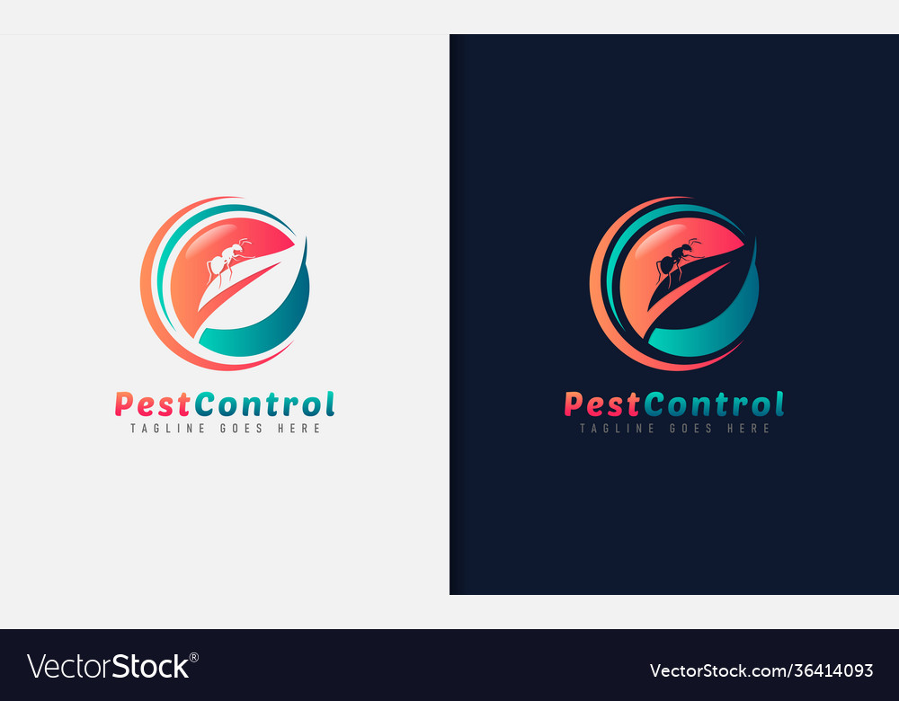 Pest control logo design abstract and leaf Vector Image