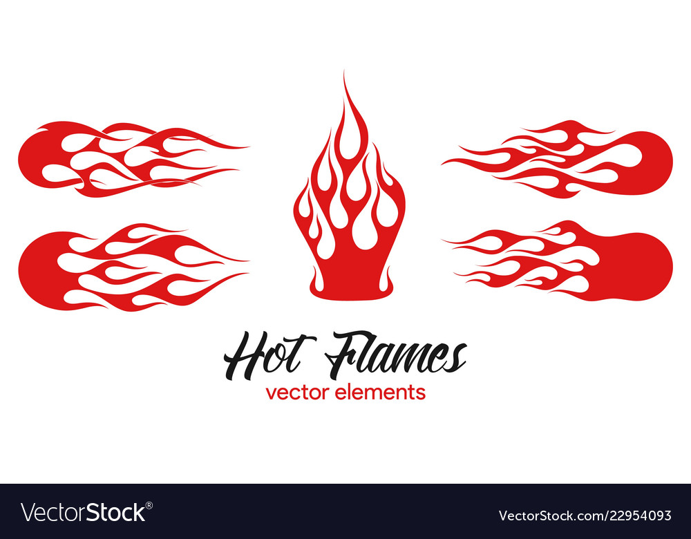 Red flame elements set vector image Red flame elements set