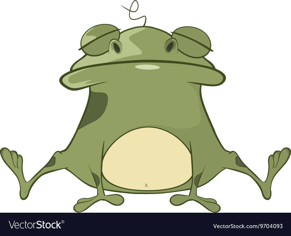 Set of cartoon cute green frogs