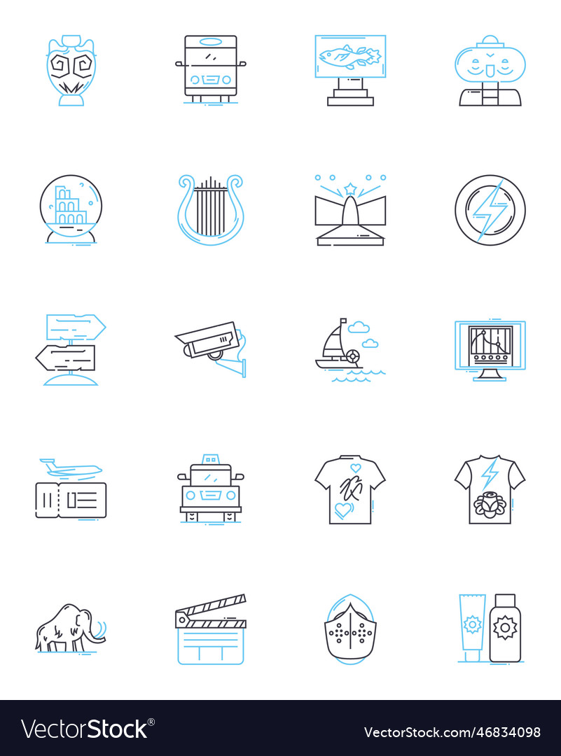 Artistic expression linear icons set creativity Vector Image