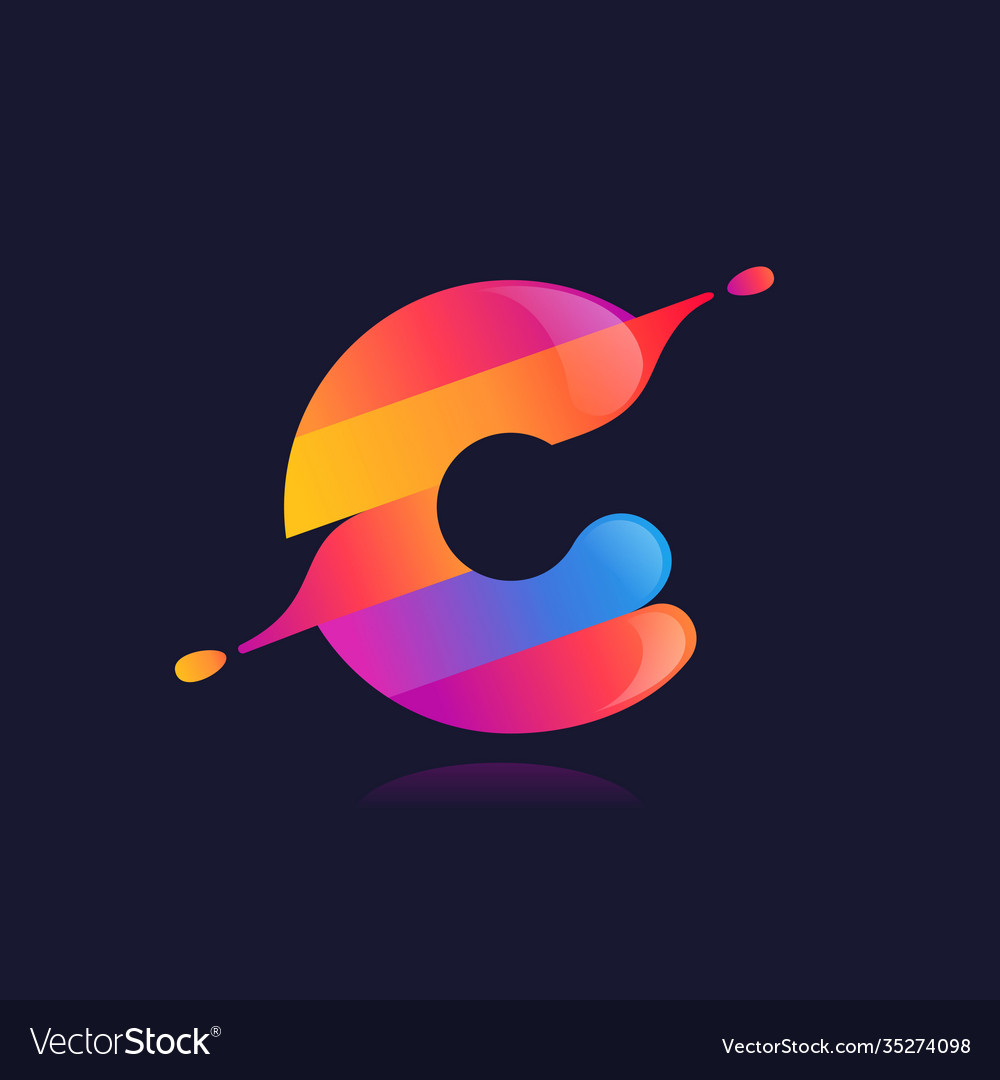 C letter logo with vibrant wave gradient shift