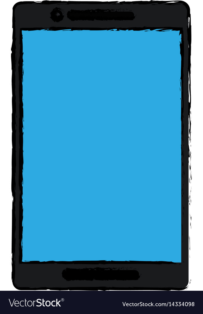 Drawing black smartphone blue screen mobile