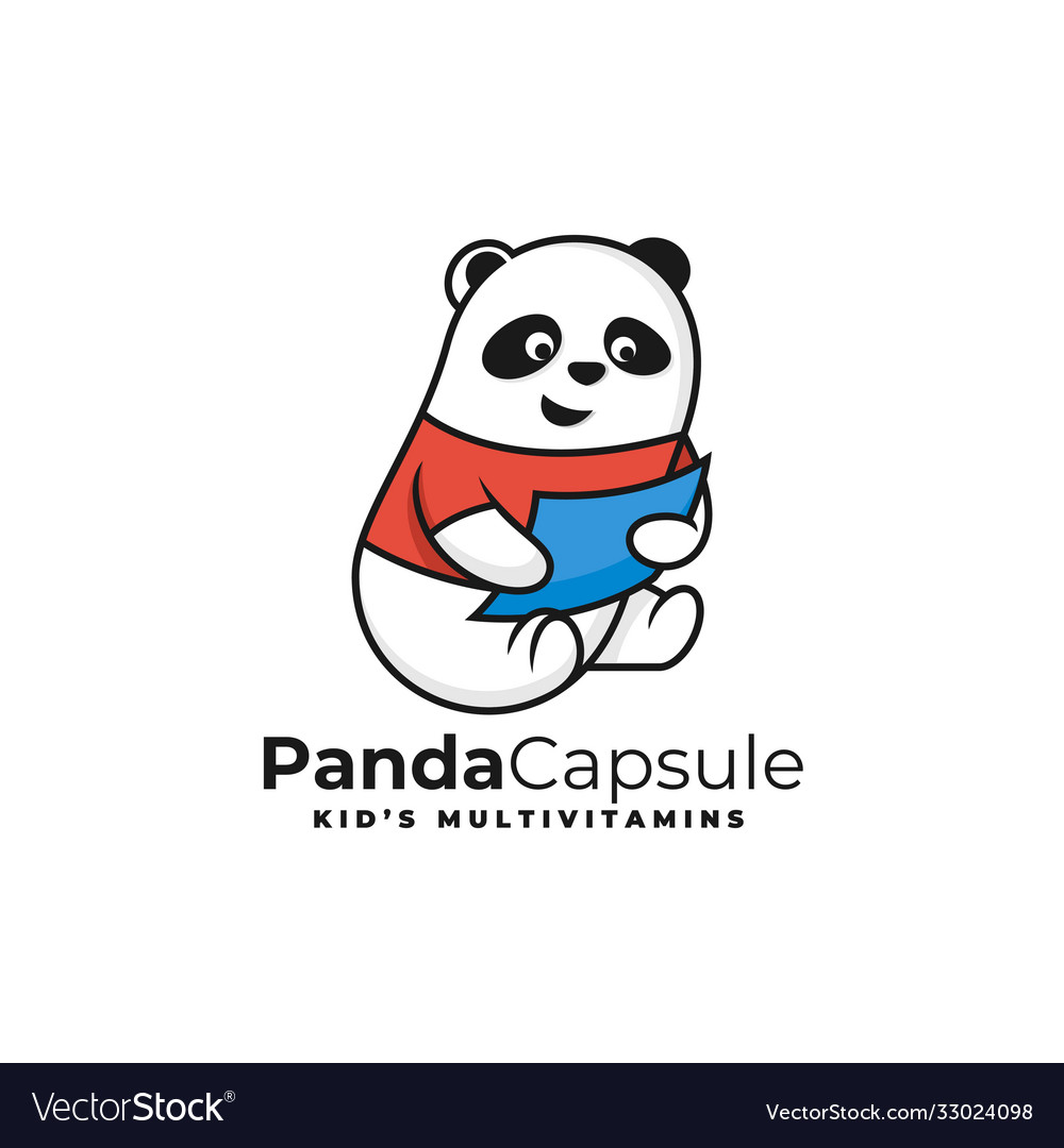 Logo panda capsule simple mascot style