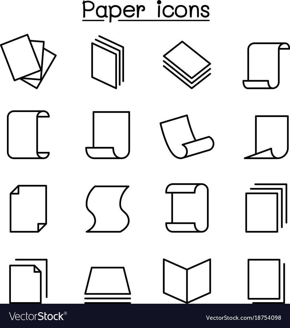 Paper icon set in thin line style Royalty Free Vector Image