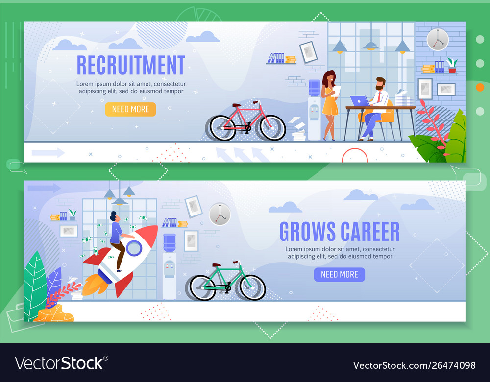 Recruitment And Grows Career Business Banner Set Vector Image