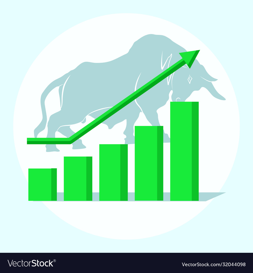 Upward Trend Graph And Bull Market Stock Market Vector Image