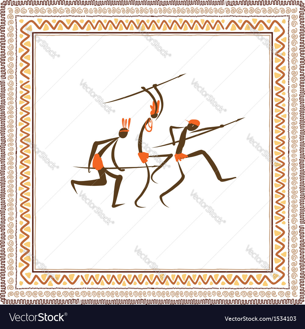 Ancient tribal people ethnic ornament frame