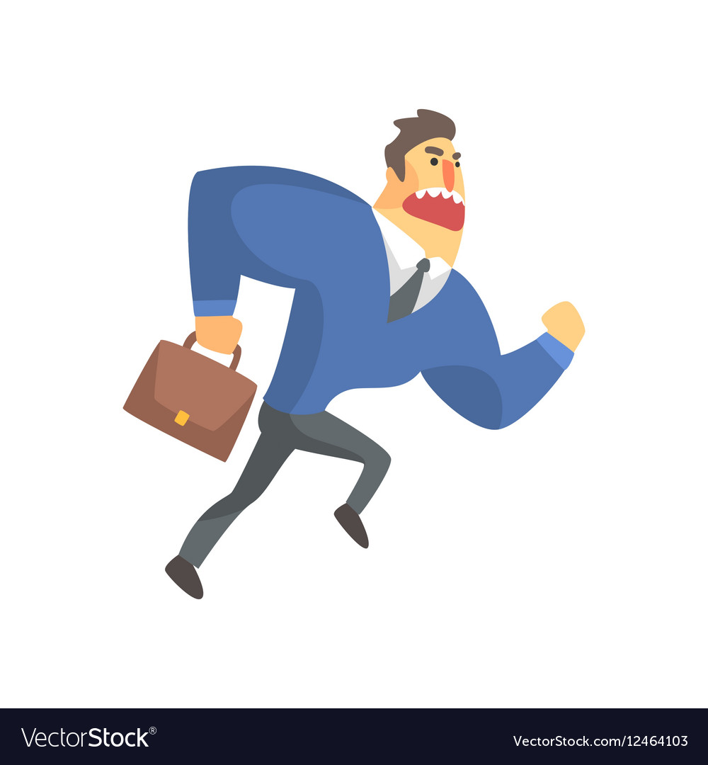 Businessman top manager in a suit running late Vector Image