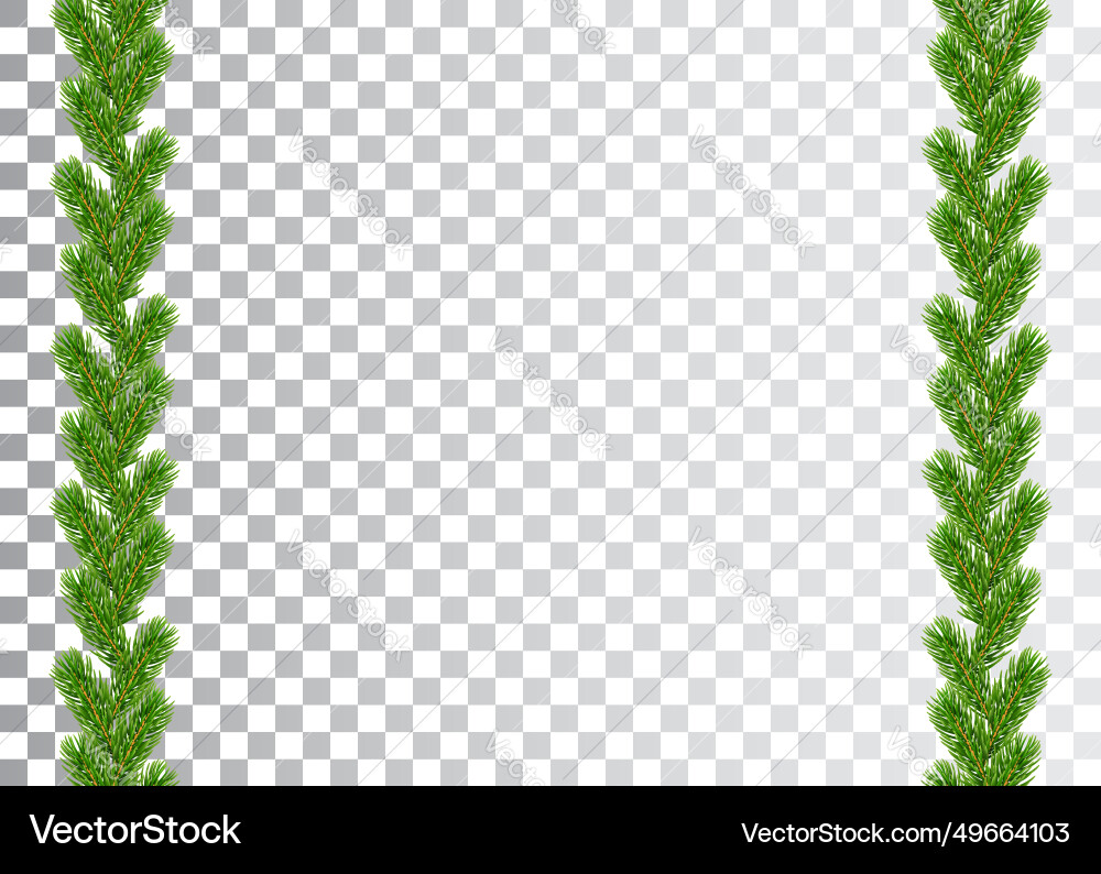 Christmas branch frame 3d green garland border Vector Image