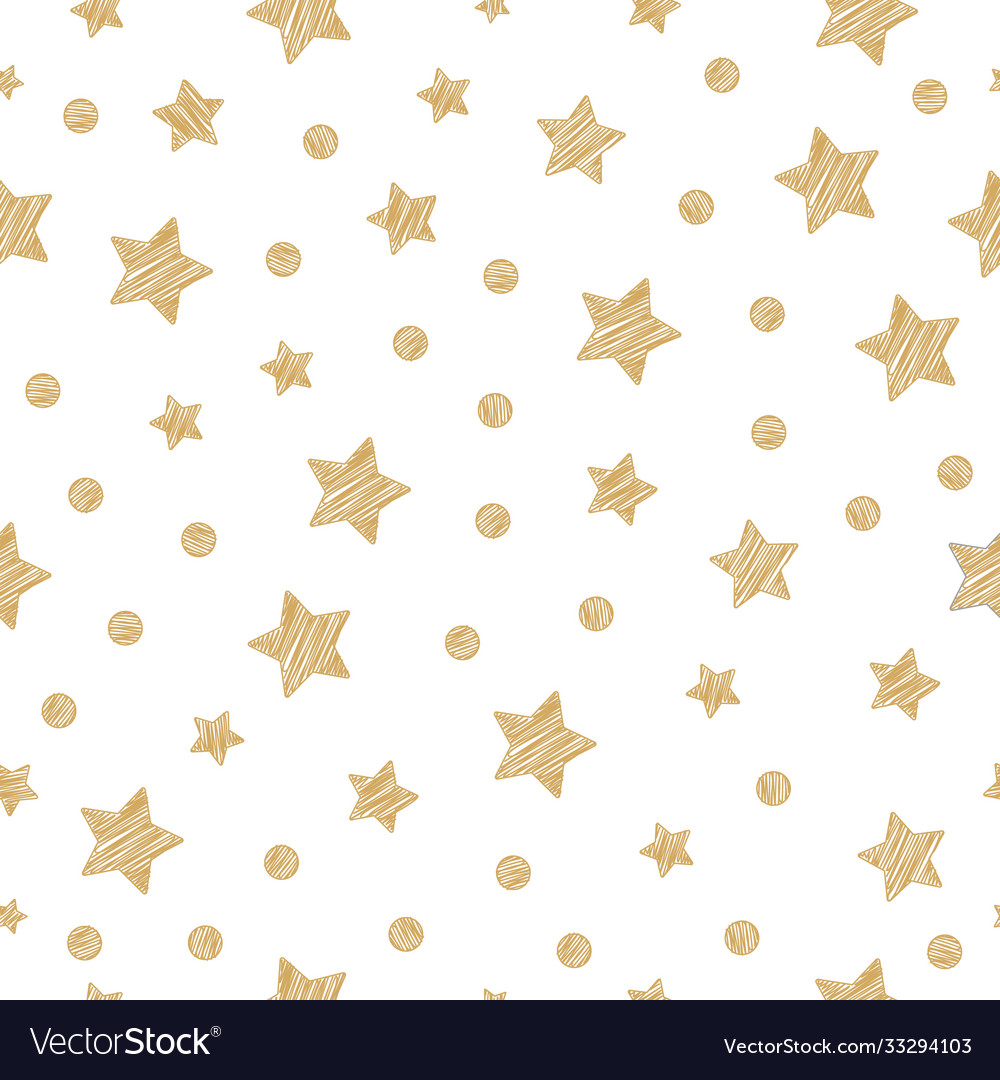 Christmas golden stars seamless pattern scribble Vector Image