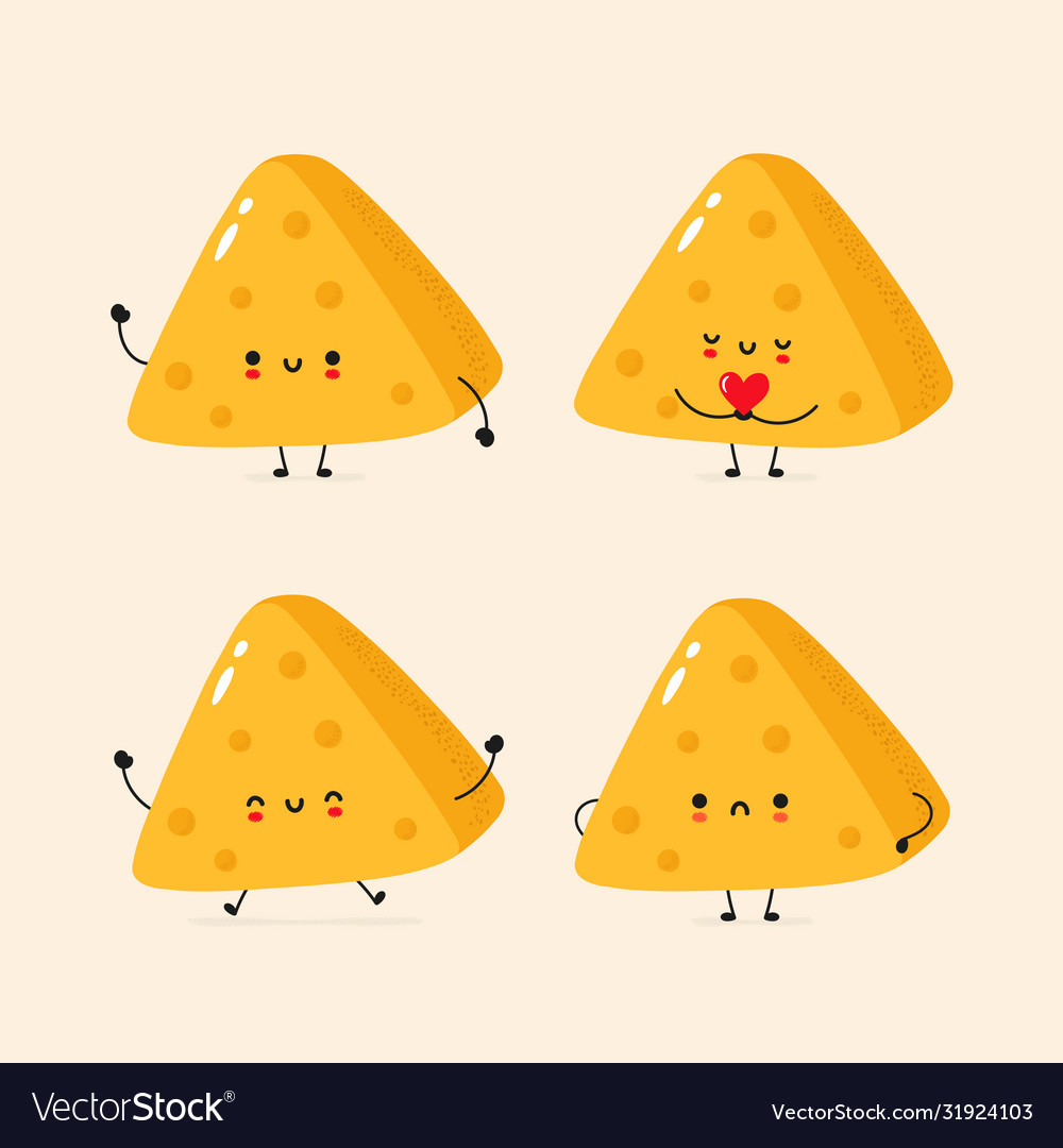 Cute smiling funny cheese collection