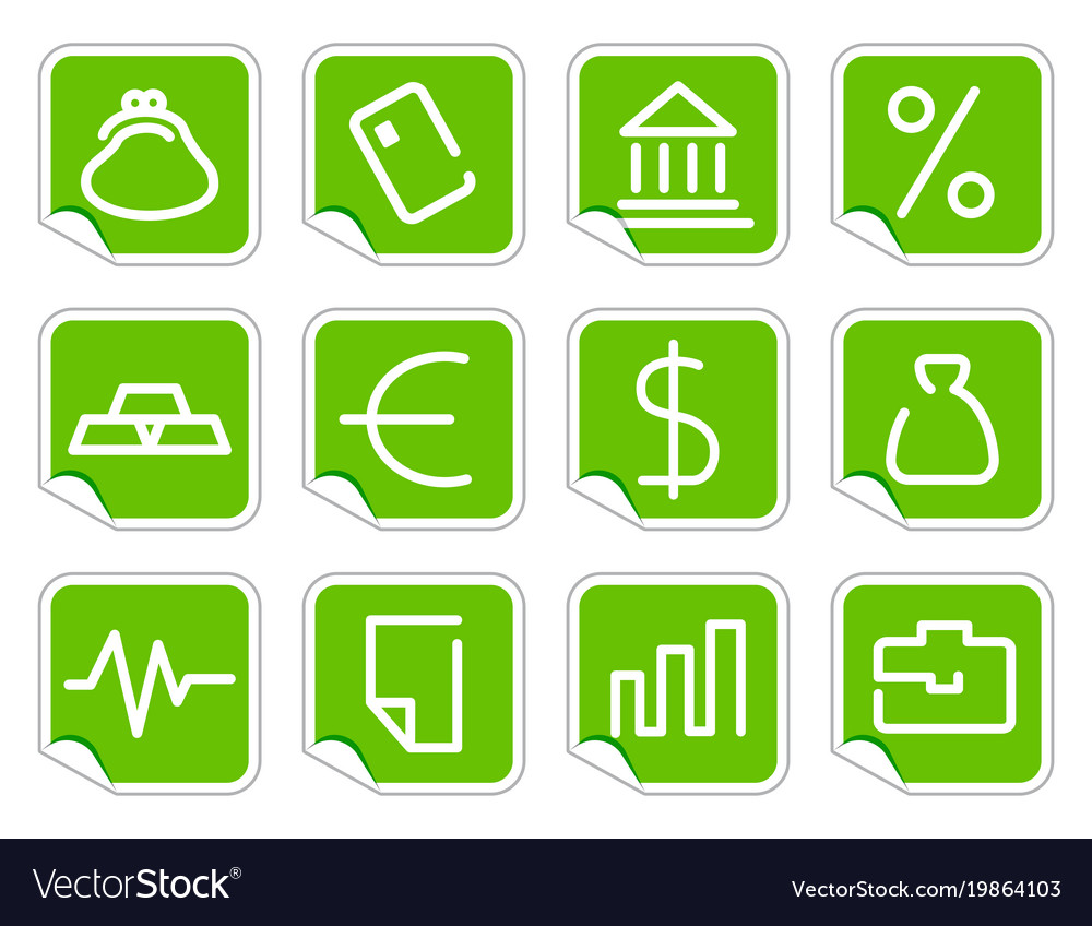 Financial symbols on stickers