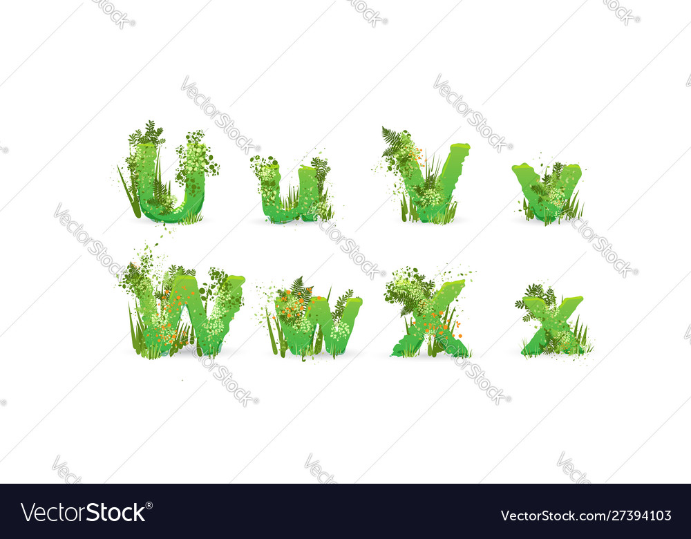 Green leaves font stylish