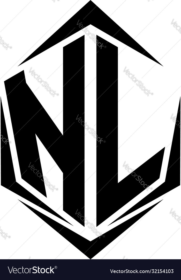 Initial nl logo design with shield style