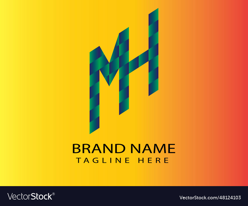 Mh brand modern letter logo Royalty Free Vector Image