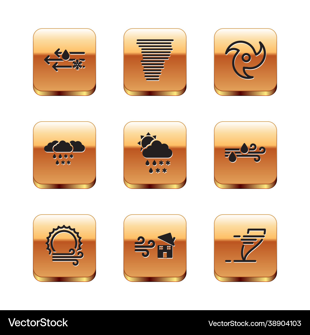 Set wind and rain with snow sun tornado swirl Vector Image