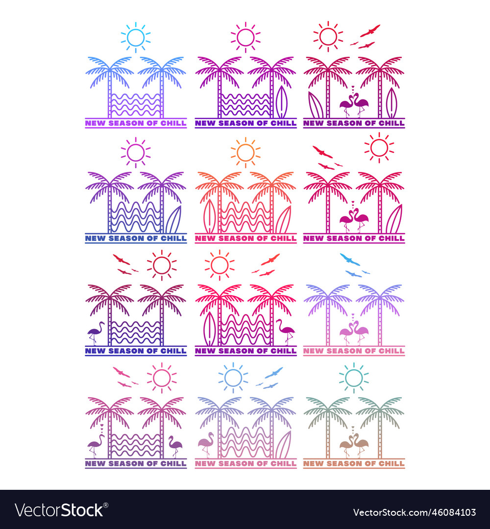 Summer time on the beach artwork design collection