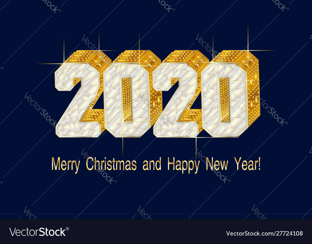 2020 gold figures 3d font type encrusted Vector Image