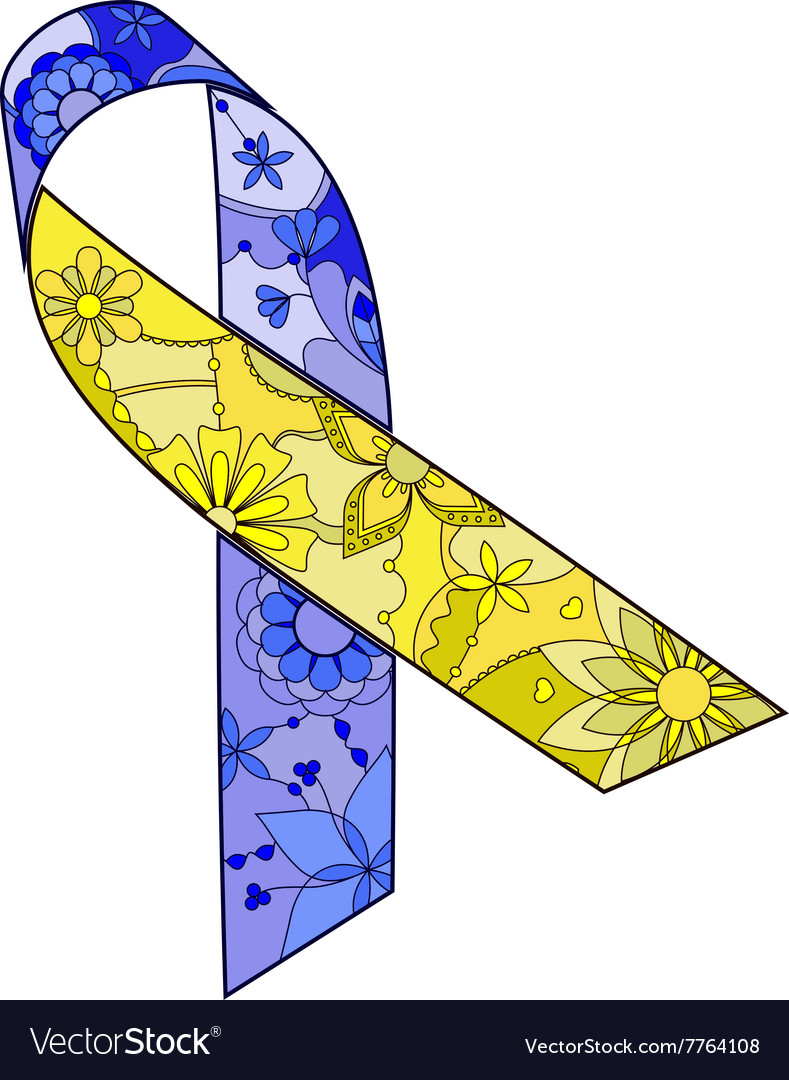 Blueyellowribbonpainted Royalty Free Vector Image