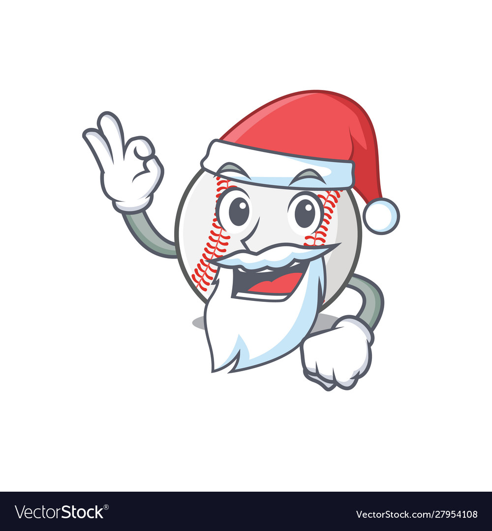 Cartoon baseball with in santa claus shape mascot