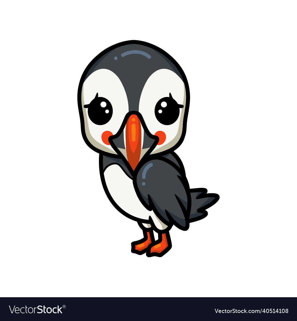 Süße kleine Puffin Vogel Cartoon posiert