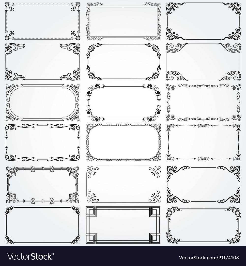 Download Decorative rectangle frames and borders set Vector Image