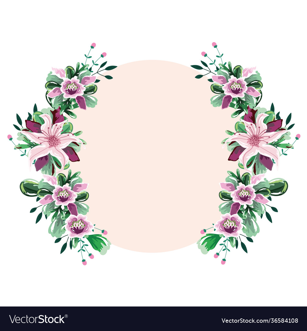 Flowers circle frame Royalty Free Vector Image