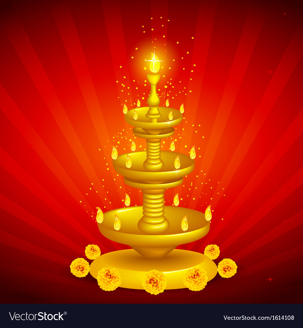 Golden Diya Stand Royalty Free Vector Image VectorStock