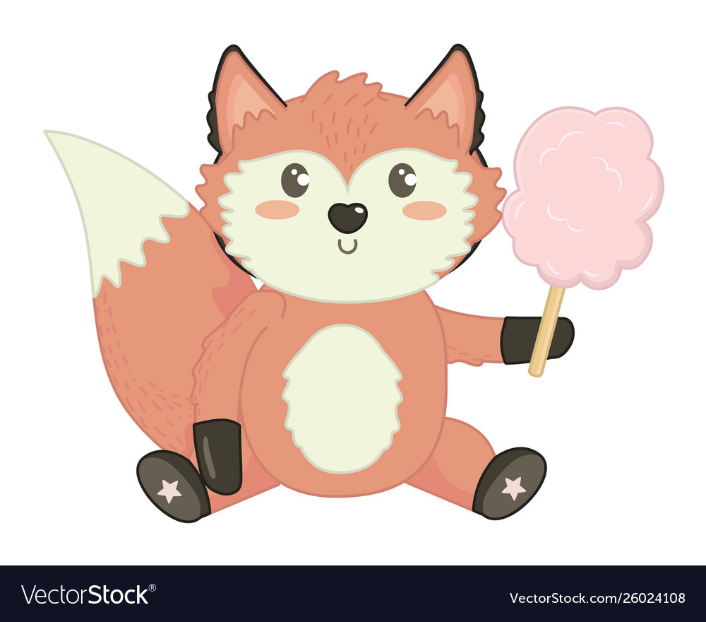 Isolated fox cartoon with sweet food design