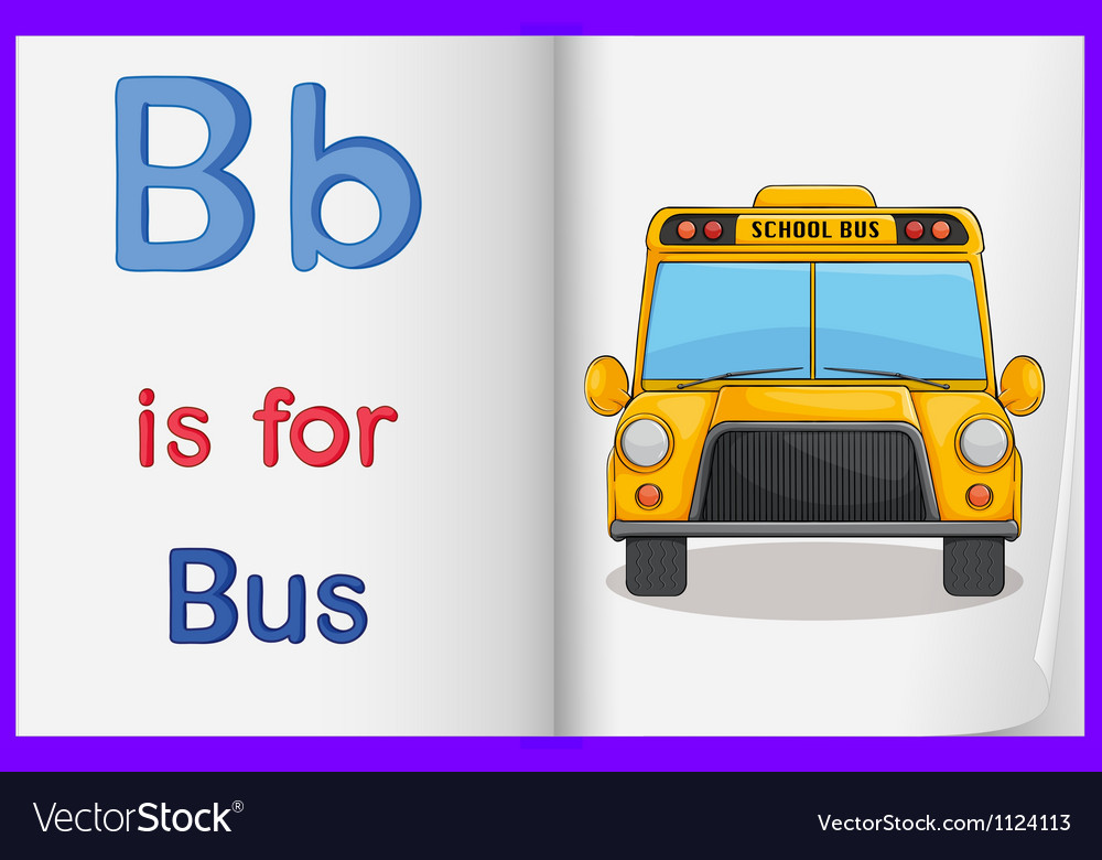 A picture of bus in book Royalty Free Vector Image