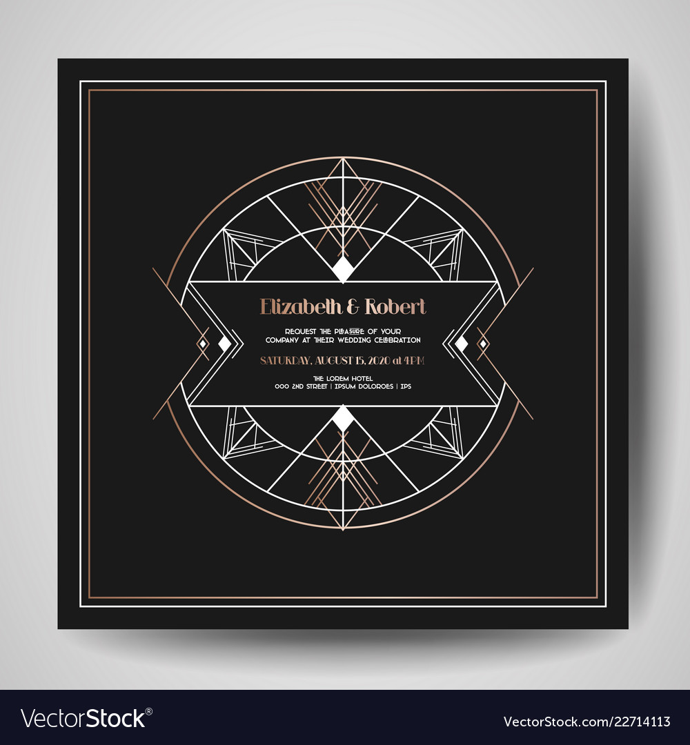 Art Deco Wedding Invitation Save The Date Card Vector Image