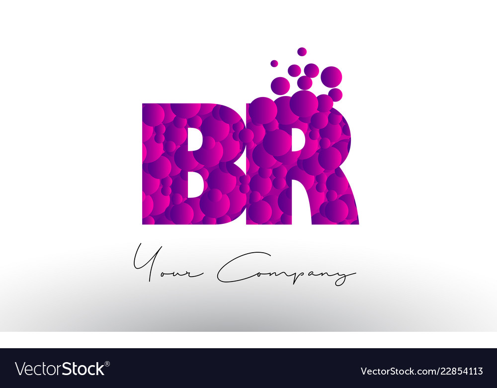 Br b r dots letter logo with purple bubbles