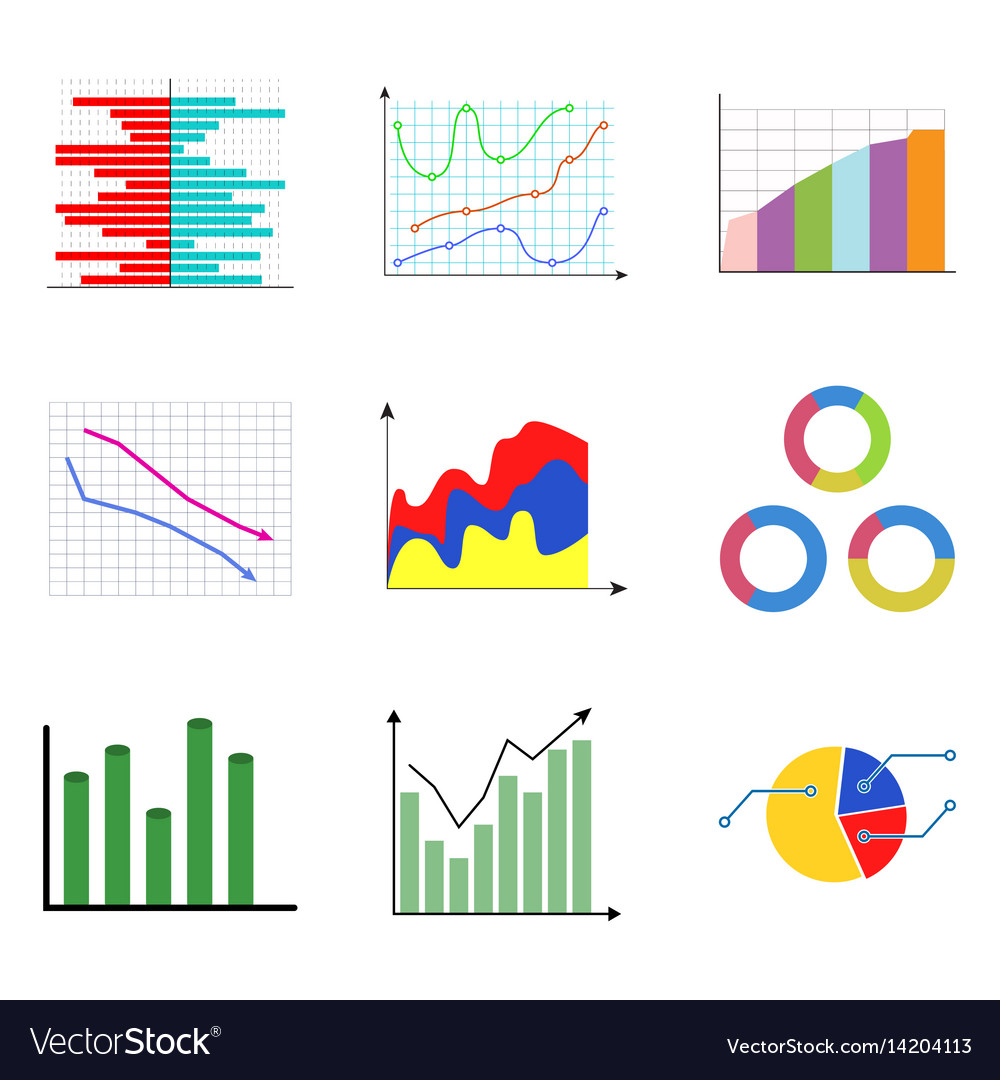 Collection of color diagram and charts Royalty Free Vector