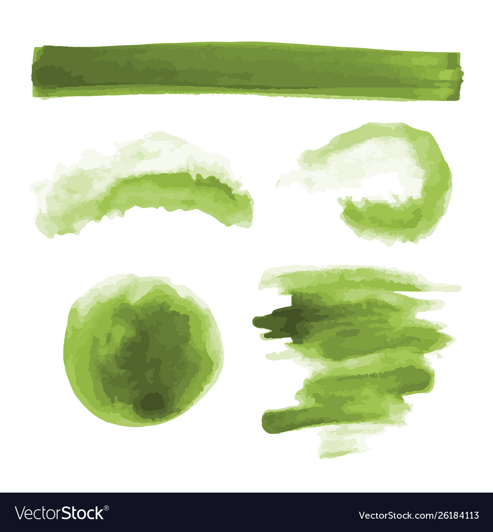 Green watercolor shapes splotches stains paint Vector Image