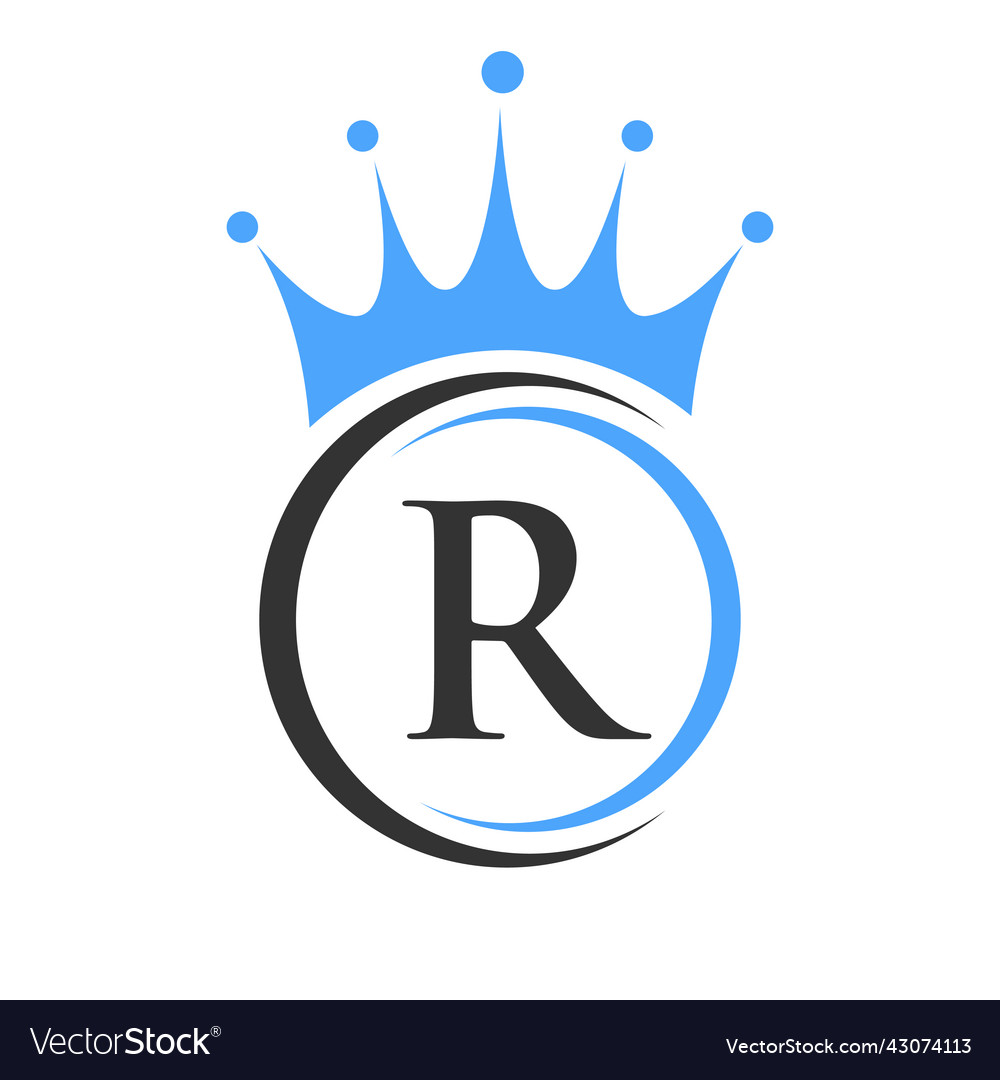 Letter r crown logo template royal logotype Vector Image