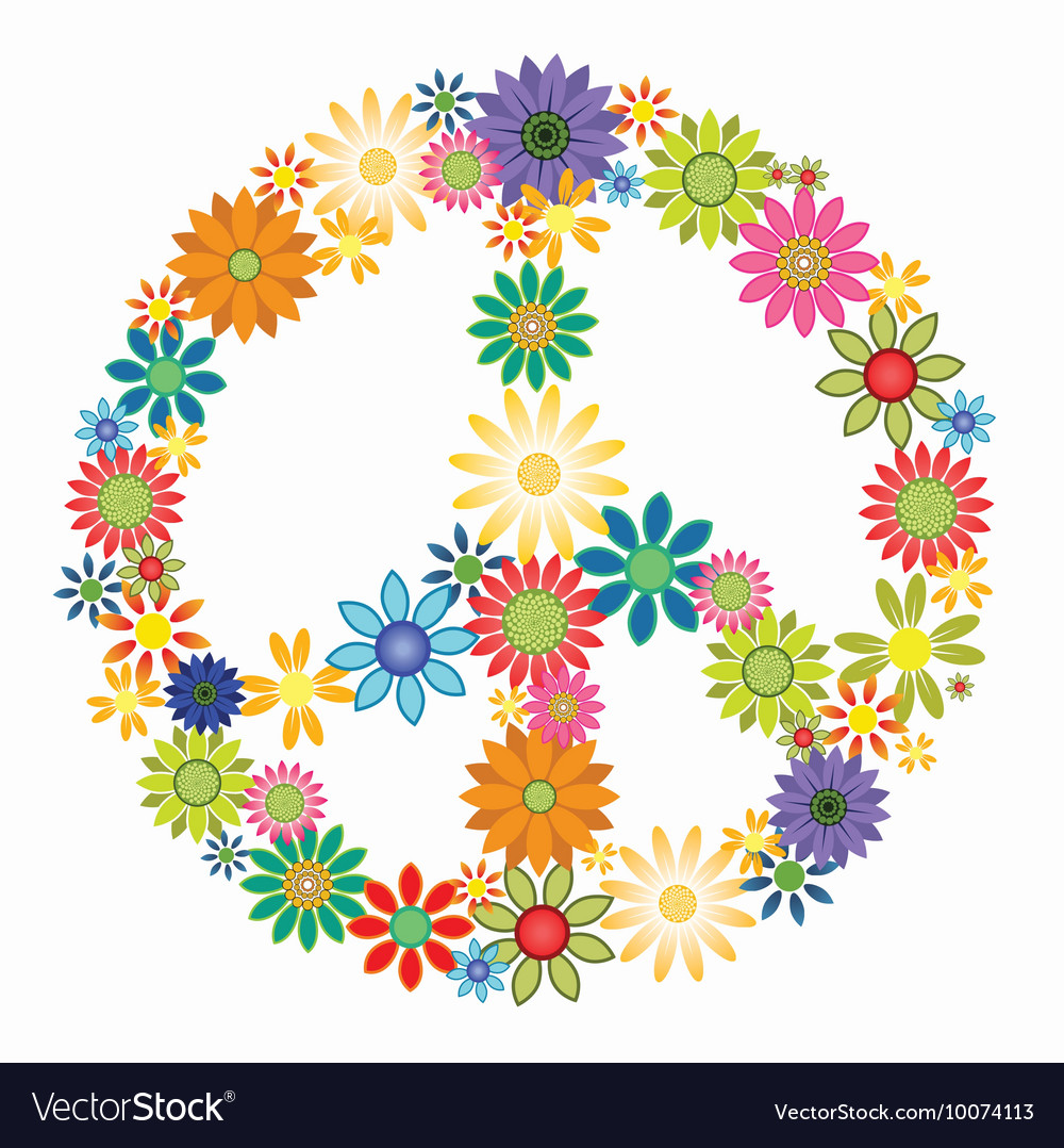 Peace symbol flowers Royalty Free Vector Image