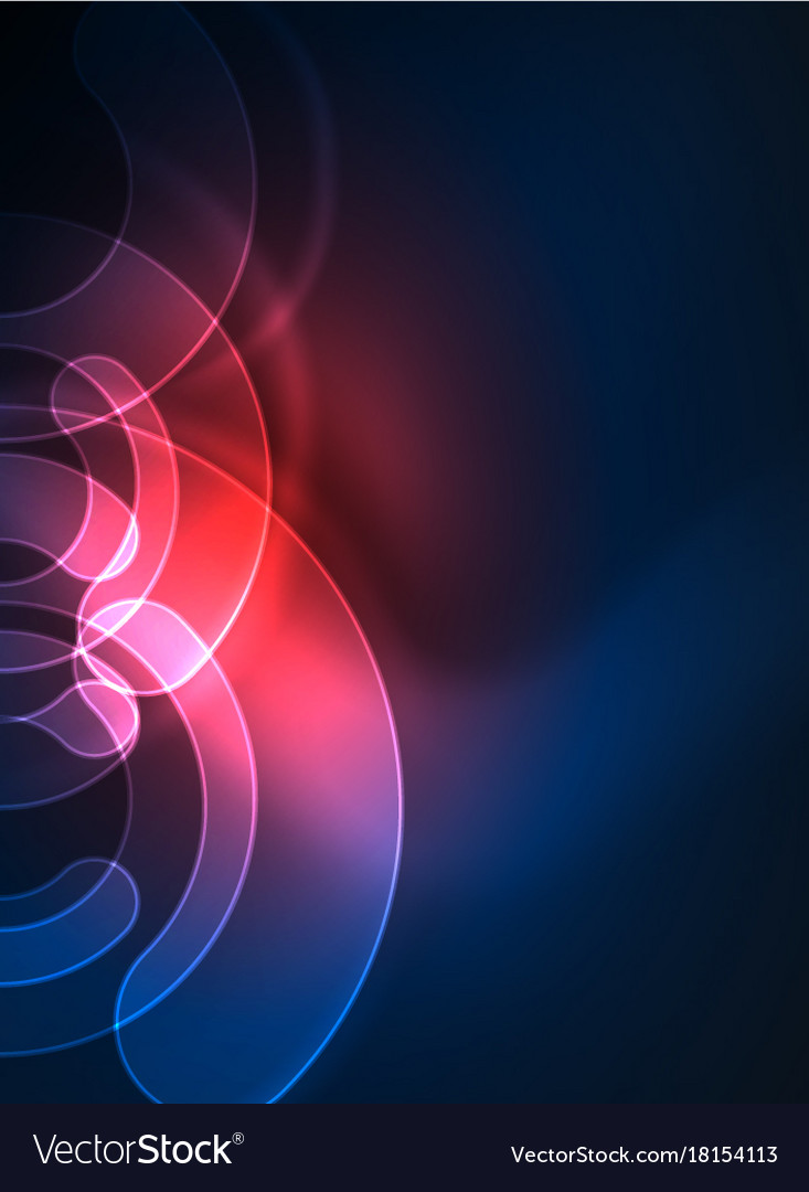 Round glowing elements on dark space abstract Vector Image