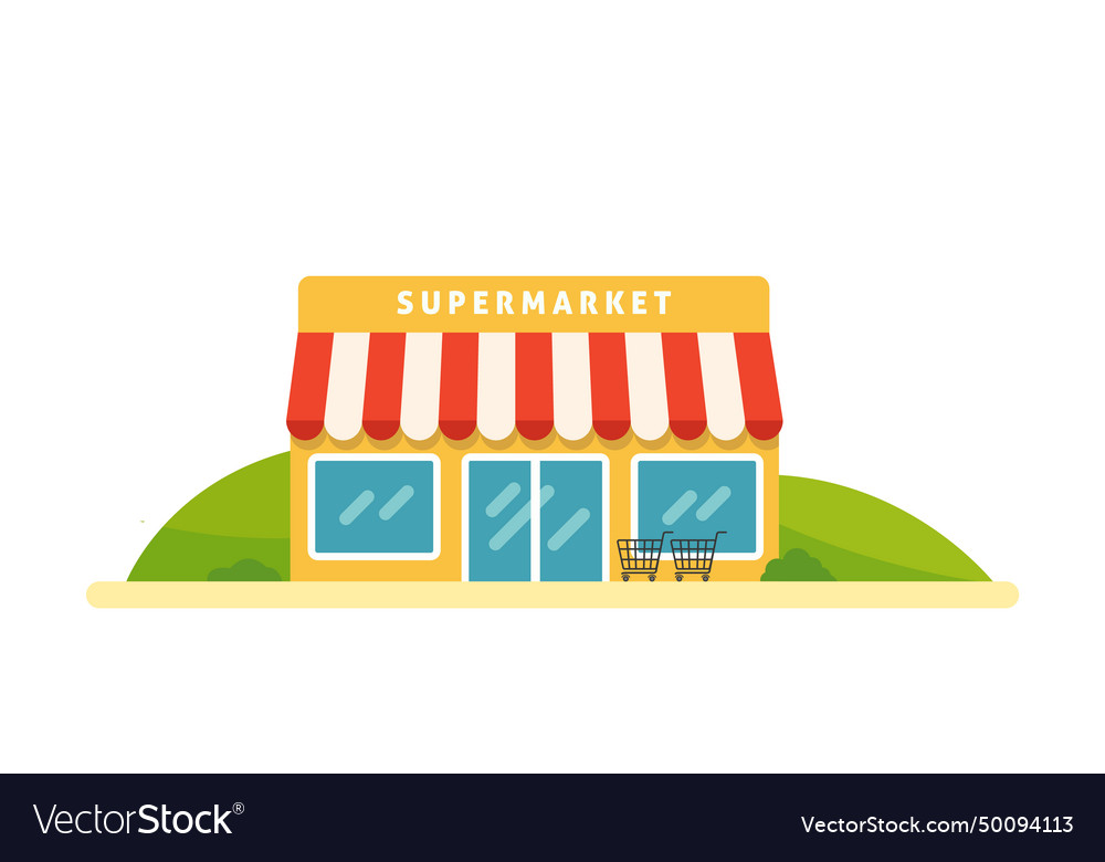 Supermarket in flat style Royalty Free Vector Image