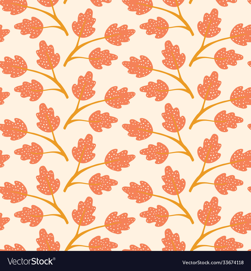 Autumn leaves pattern background in warm colours Vector Image