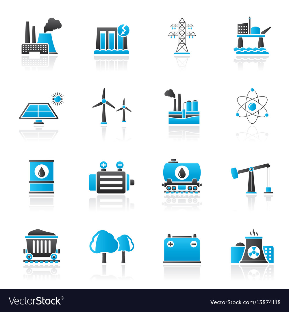 Energy produsing industry and resources icons Vector Image