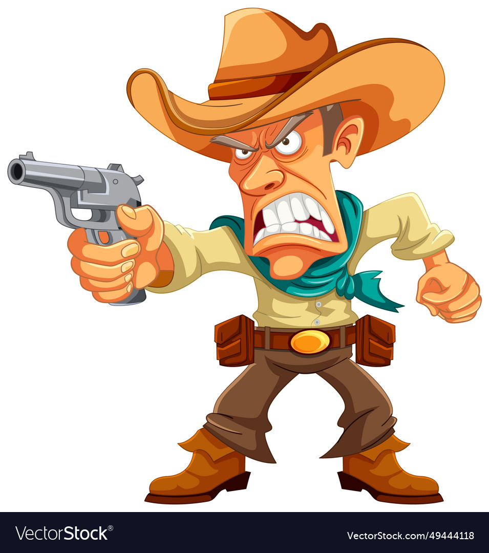 Furious cowboy with gun a cartoon character Vector Image